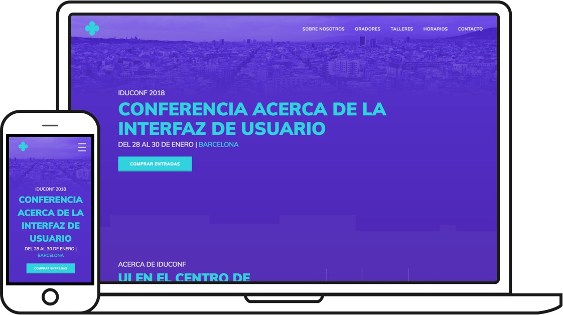 Un ordenador mostrando la web de Iduconf